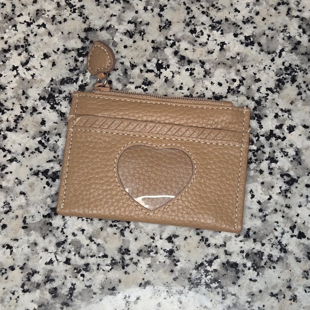Brighton Toffee Pebbled Leather ID Card Case Hearth Shape Cutout